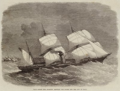 Race over de Atlantische Oceaan tussen de Rusland en de Stad Parijs door Edwin Weedon